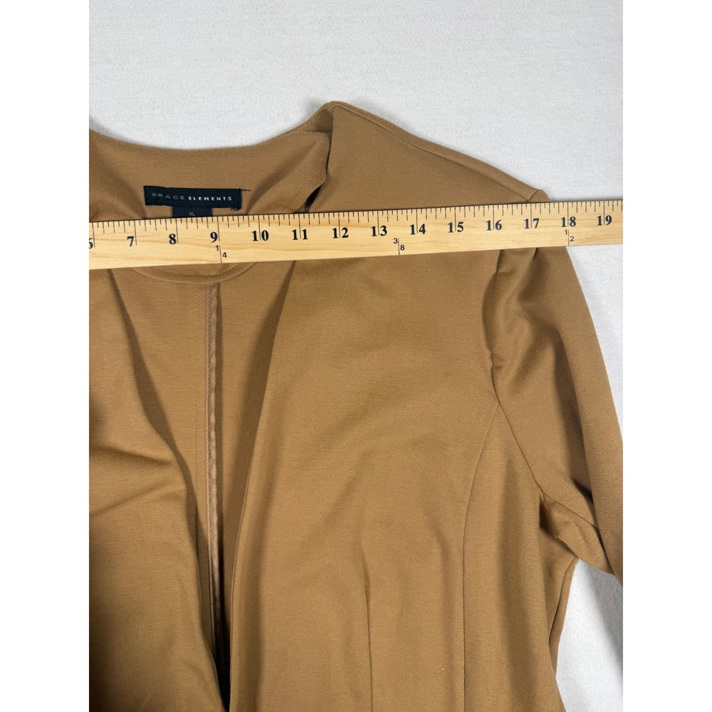 Grace Elements Womens XL Tan Zipper Waist Hook Eye Open Front Blazer Jacket - Picture 7 of 11